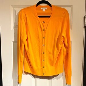 Charter Club Orange Long Sleeve Button Up Cardigan - Size: L